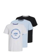 Jjsimon Tee Ss Crew Neck 3Pk Mp Jnr Tops T-shirts Short-sleeved Blue J...