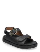 Leather Sporty Sandal Matalapohjaiset Sandaalit Black Tommy Hilfiger