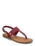 Leather Thong Sandal Matalapohjaiset Sandaalit Burgundy Tommy Hilfiger