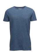 Mouliné O-Neck Tee S/S Tops T-shirts Short-sleeved Blue Lindbergh