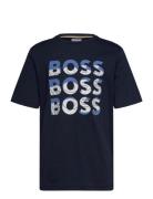 Short Sleeves Tee-Shirt Tops T-shirts Short-sleeved Navy BOSS