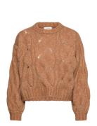 Short Cable Knitted Sweater Tops Knitwear Jumpers Brown Monki