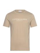 Copenhagen Print Tee S/S Tops T-shirts Short-sleeved Beige Lindbergh