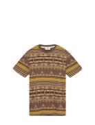 Akkikki Jacquard Tee Tops T-shirts Short-sleeved Brown Anerkjendt