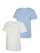 Mlmia Ss Jrs Top 2-P Tops T-shirts & Tops Short-sleeved White Mamalici...