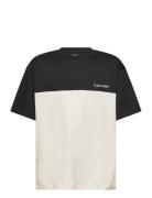 Color Block T-Shirt Tops T-shirts Short-sleeved Beige Calvin Klein