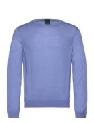 Leno-P Tops Knitwear Round Necks Blue BOSS