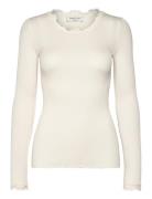 Rwbabette Silk Ls Lace T-Shirt Tops T-shirts & Tops Long-sleeved White...
