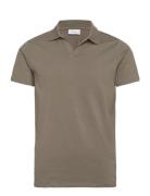 Stretch Polo Shirt S/S Tops Polos Short-sleeved Khaki Green Lindbergh