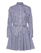 Striped Cotton Paneled Shirtdress Lyhyt Mekko Navy Polo Ralph Lauren