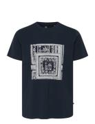 Majeramy Print Tops T-shirts Short-sleeved Navy Matinique