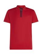 Zip Liquid Cotton Reg Polo Tops Polos Short-sleeved Red Tommy Hilfiger