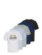 Jjpalm Tee Ss Crew Neck 5Pk Mp Tops T-shirts Short-sleeved Black Jack ...