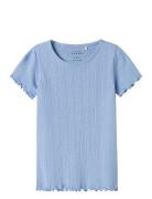 Nmfvilke Ss Slim Top Tops T-shirts Short-sleeved Blue Name It