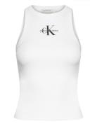 Monologo Rib Tank Top Tops T-shirts & Tops Sleeveless White Calvin Kle...