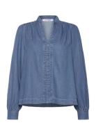 Srchristy Blouse Tops Blouses Long-sleeved Blue Soft Rebels