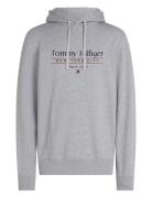 Hilfiger Center Stack Hoody Tops Sweat-shirts & Hoodies Hoodies Grey T...