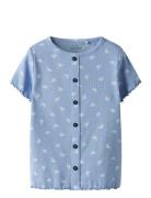 Nmfvemia Aop Ss Slim Top Tops T-shirts Short-sleeved Blue Name It