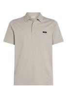 Stretch Pique Slim Polo Tops Polos Short-sleeved Grey Calvin Klein