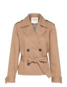 Crrea Crop Trenchcoat Trenssi Takki Brown Cream