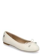 Jayna Nappa Leather Flat Ballerinat Cream Lauren Ralph Lauren