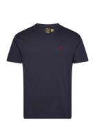 Classic Fit Jersey V-Neck T-Shirt Tops T-shirts Short-sleeved Navy Pol...