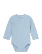 Wrap Body Ls Mélange Rib Bodies Long-sleeved Blue Fixoni