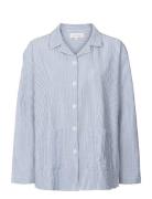 Silja Shirt - Seersucker Tops Shirts Long-sleeved Blue STUDIO FEDER