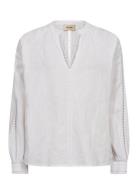 Mmzeina Linen Blouse Tops Blouses Long-sleeved White MOS MOSH