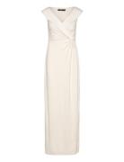 Jersey Off-The-Shoulder Gown Maksimekko Juhlamekko Cream Lauren Ralph ...