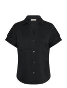 Fqrue-Blouse Tops Shirts Short-sleeved Black FREE/QUENT