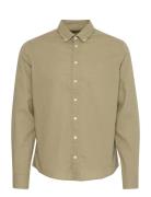 Cfanton 0053 Bd Ls Linen Mix Shirt Tops Shirts Casual Khaki Green Casu...