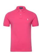 Slim Fit Mesh Polo Shirt Tops Polos Short-sleeved Pink Polo Ralph Laur...