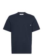 Bobby Pocket T-Shirt Tops T-shirts Short-sleeved Navy WOOD WOOD