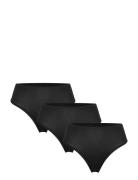 Brief Thong High Cotton 3 Pack Stringit Alusvaatteet Black Lindex