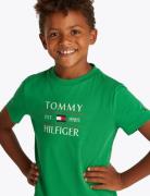 Tommy Flag Hilfiger Reg Tee Ss Tops T-shirts Short-sleeved Green Tommy...