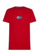 Flag Box Tee Tops T-shirts Short-sleeved Red Tommy Hilfiger