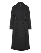 Long Over D Double-Breasted Trench Coat Trenssi Takki Black Mango