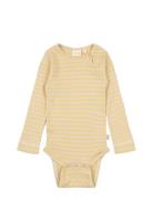 Body L/S Modal Striped Bodies Long-sleeved Yellow Petit Piao