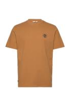 Washed Boot Lab Back Graphic Tee Tops T-shirts Short-sleeved Brown Tim...