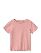 Rib T-Shirt S/S Alicia Tops T-shirts Short-sleeved Pink Wheat