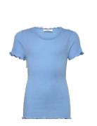 Rkbalta Ss Regular Lace T-Shirt Tops T-shirts Short-sleeved Blue Rosem...