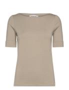 Rwnanna 2/4 Boatneck T-Shirt Tops T-shirts & Tops Short-sleeved Khaki ...