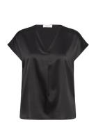 Rwjade Ss Regular Blouse Tops Blouses Short-sleeved Black Rosemunde