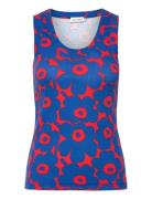 Uusia Unikko Tops Blouses Sleeveless Blue Marimekko