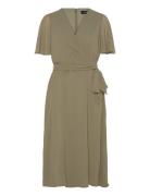 Belted Georgette Dress Polvipituinen Mekko Green Lauren Ralph Lauren