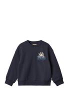 Sweatshirt Sander Tops Sweat-shirts & Hoodies Sweat-shirts Navy Wheat