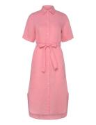 Reg Linen Ss Shirt Dress Polvipituinen Mekko Pink GANT