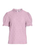 Vikawa S/S Flounce Top/Su - Noos Tops Blouses Short-sleeved Pink Vila