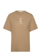 Vihne Vihkiruusu Placement Tops T-shirts & Tops Short-sleeved Brown Ma...